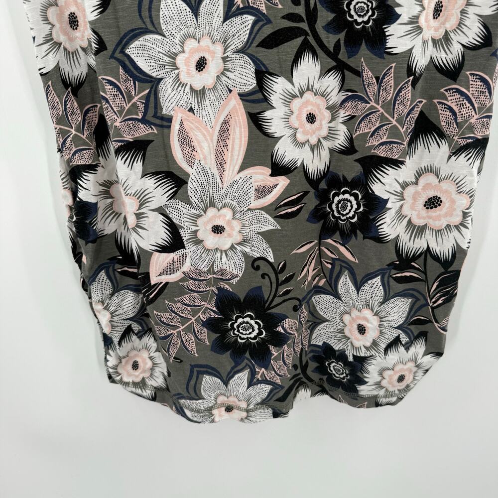 T BY Talbots Dress Size Medium Tropical Floral Open Cutout Back Stretch Ruched - Picture 11 of 16